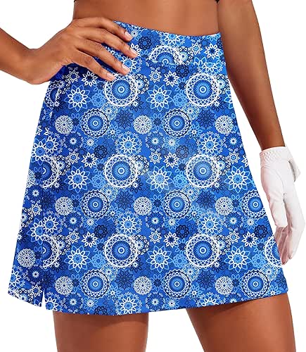 Ekouaer 16“ Golf Skorts for Woman with Inner Pockets Silicone