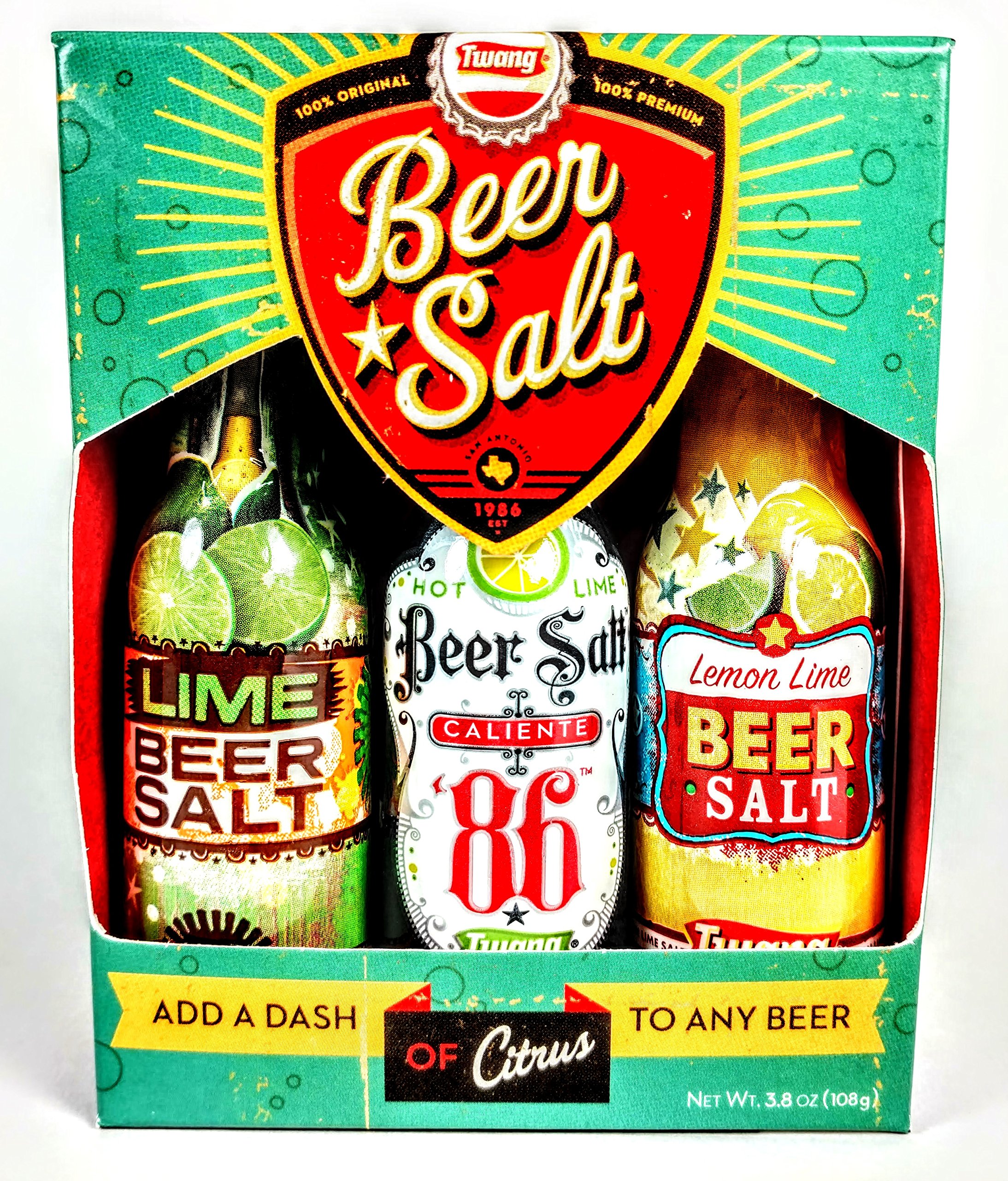 3 Pack Twang Beer Salts 1 Lime, 1 Hot Citrus Lime & 1 Lemon Lime Assorted Mix