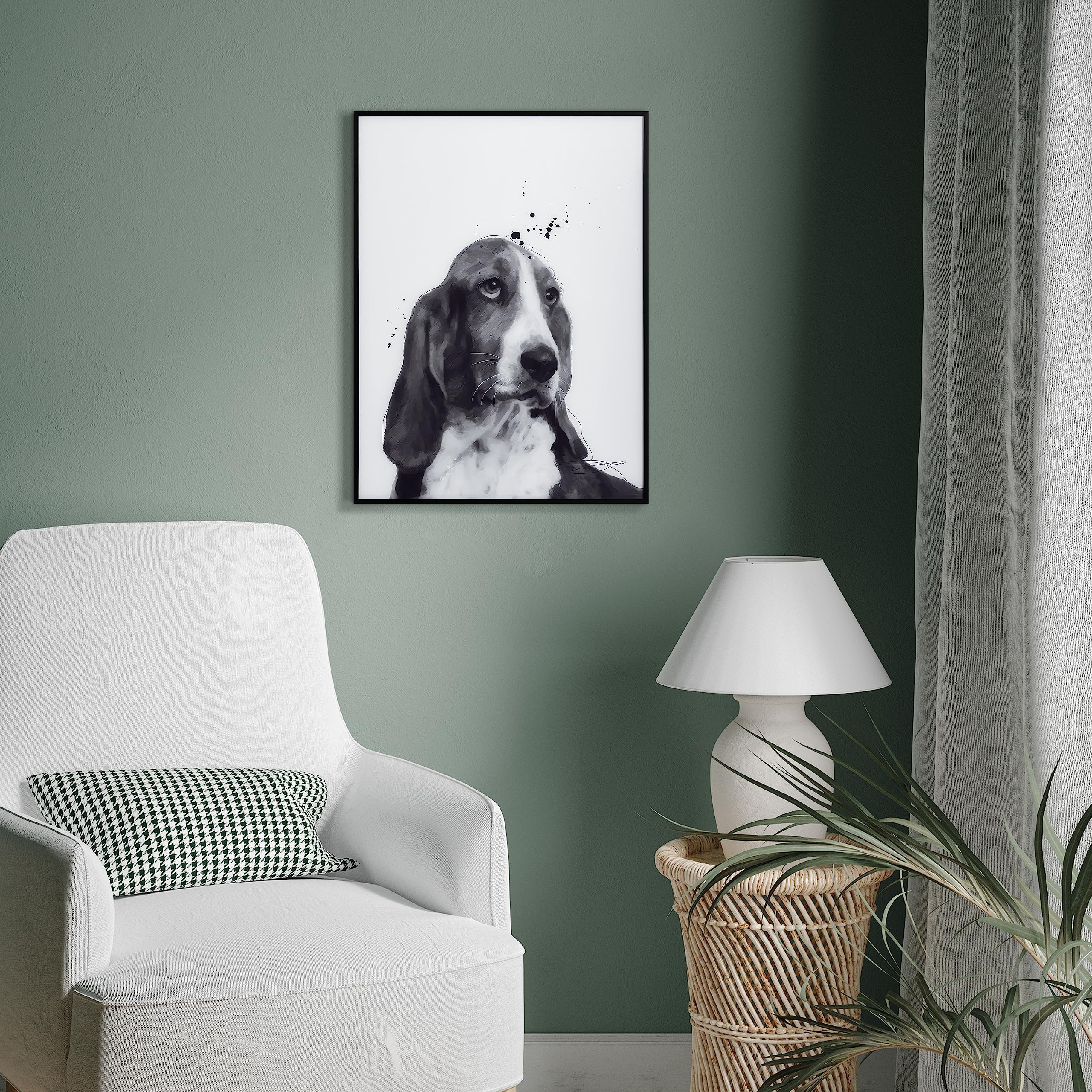 Empire Art Direct 3D Collage Basset Hound Wandbild – Handgefertigt Von Alex Zeng, Gerahmt 43,2 X 43,2 Cm, Hunde-Deko Für Wohnzimmer & Mehr
