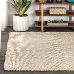 JONATHAN Y Pata Portable à main Chunky Jute Light Ivoire Intérieur Rug, 4x6, Bohème, Rustique, Chalet, Nettoyage facile pour le salon, Chambre à coucher, Cuisine, Non-Étage (NRF102B-4)