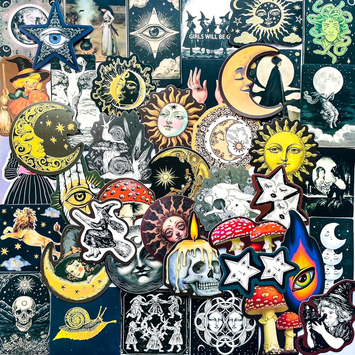 Amazon.com: 50-Piece Medieval Cryptid Celestial Witch Sticker – Vintage ...