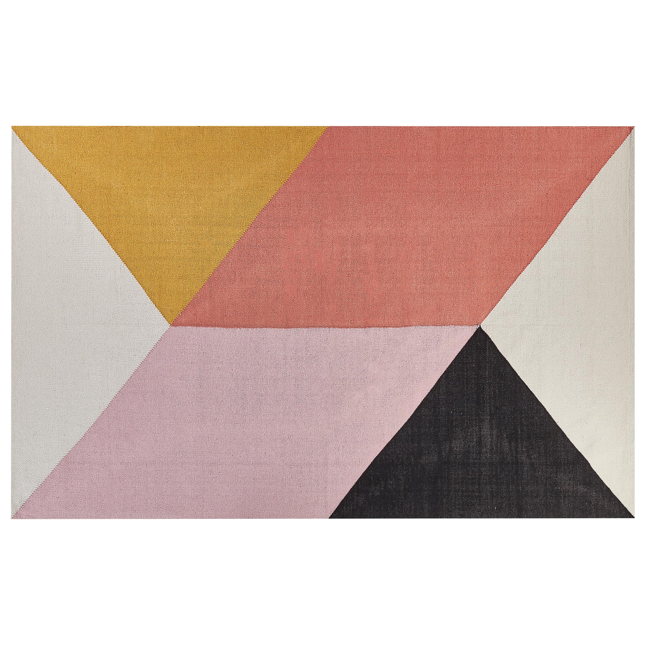 Beliani Tapis en Coton Multicolore 140 x 200 cm à Motif Abstrait Géométrique Poil Ras Nizip