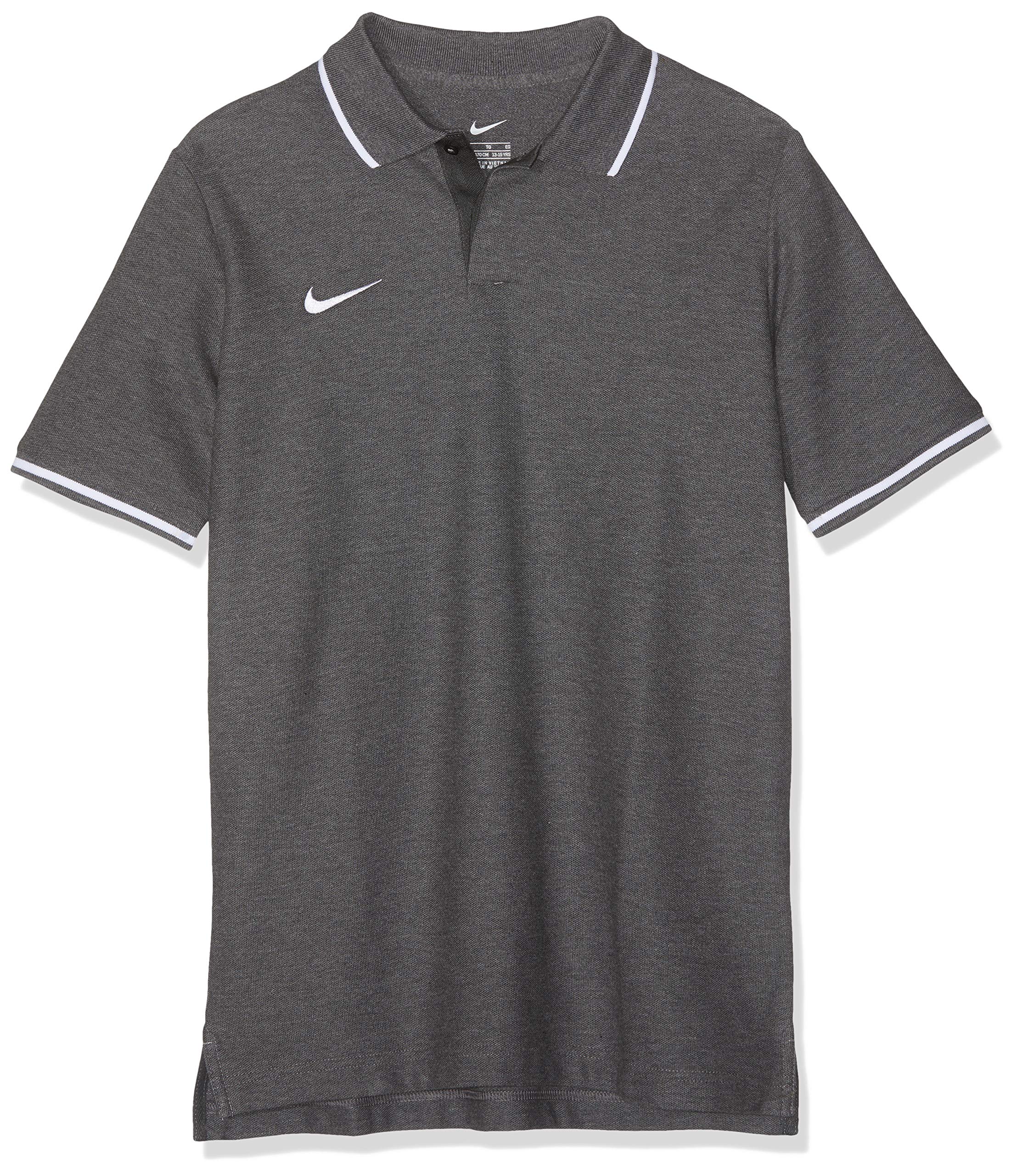 Nike Kids Y Polo Tm Club19 Ss Polo Shirt - Charcoal Heathr/(White), Small