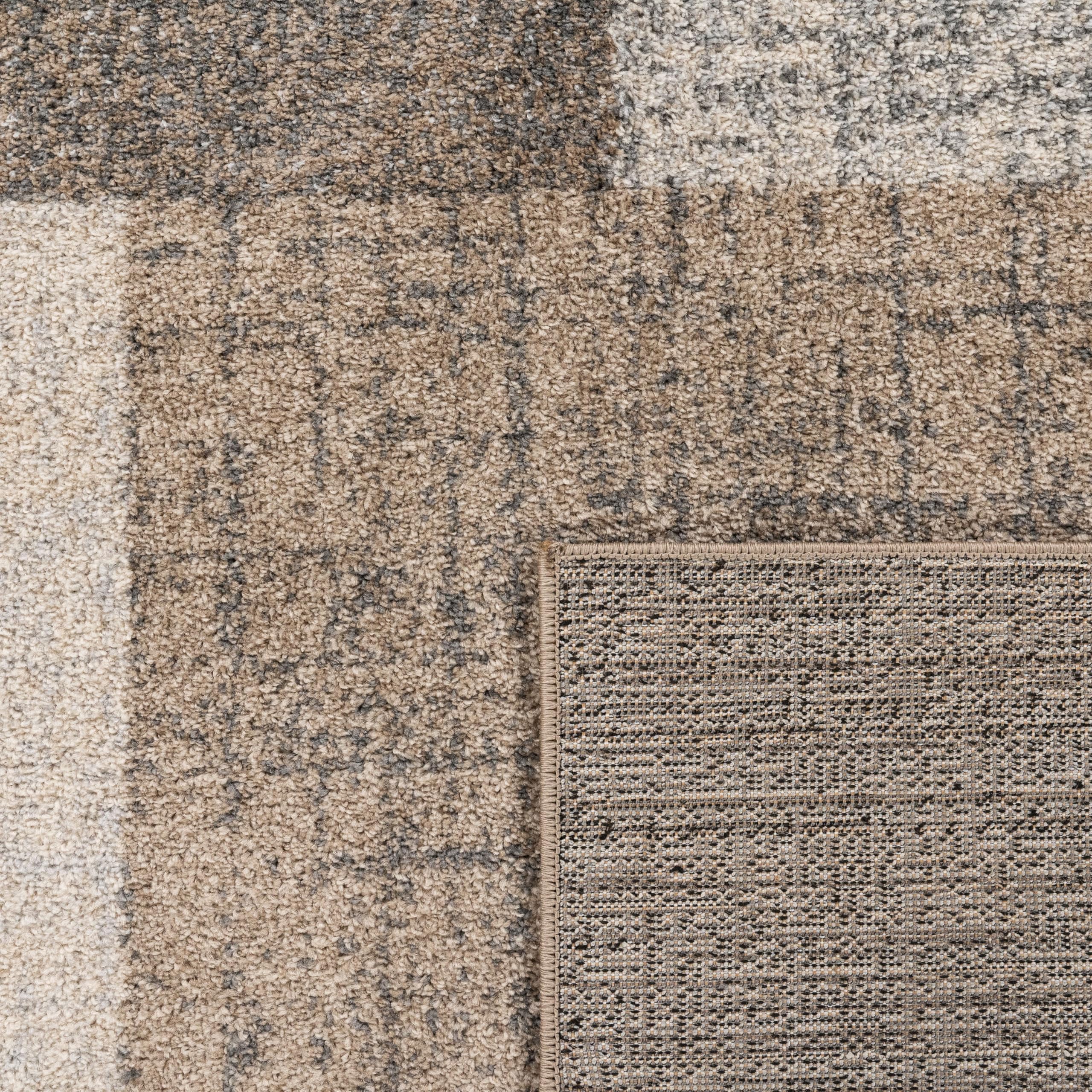 Paco Home Tapis Moderne à Carreaux Poils Courts Moucheté Brun Crème, Dimension:140x200 cm