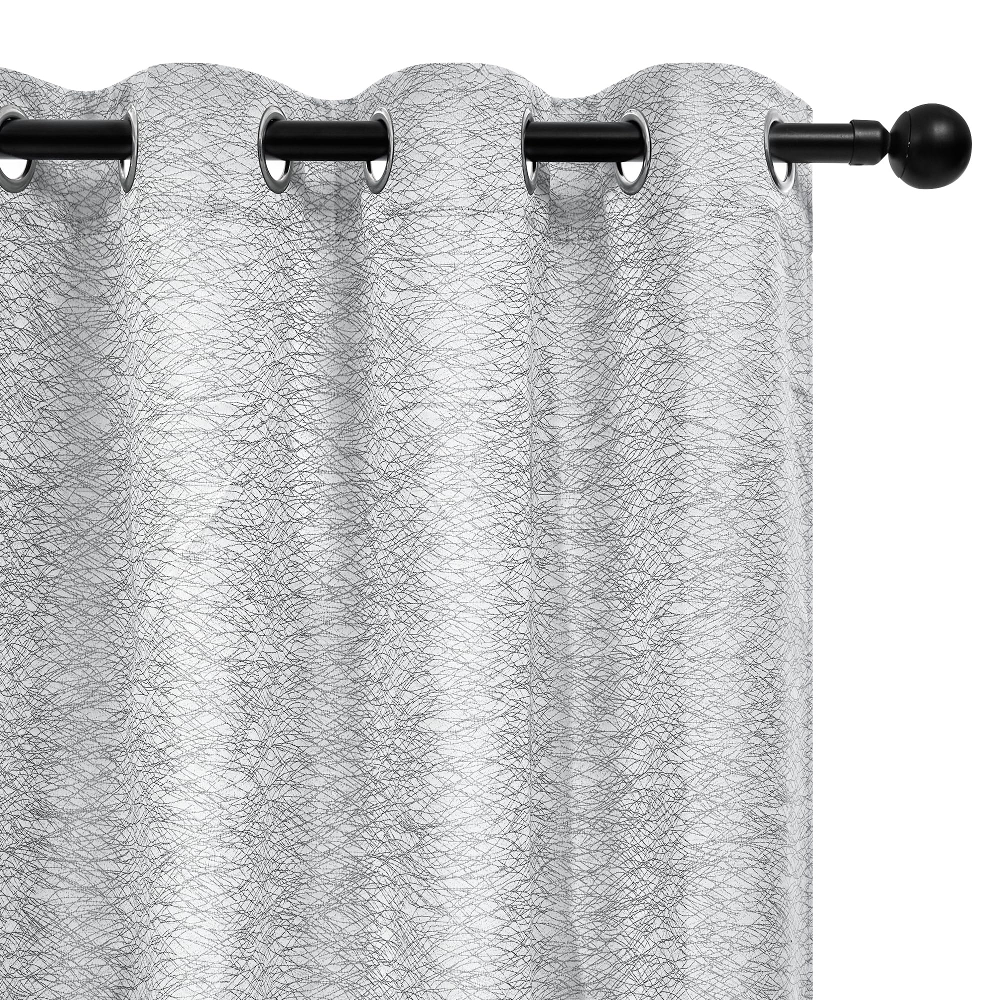 Deconovo 100% Black Out Curtains 96 Inch Long, Blackout Curtains for Bedroom, Living Room 96 Inch Curtains 2 Panel Set, Jacquard Window Curtains 96 Inches Long, Grey, 52W x 96L