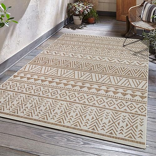 Adiva Rugs Alfombra de área para interiores y exteriores, resistente a la intemperie, fácil de limpiar, resistente a las manchas para comedor, patio
