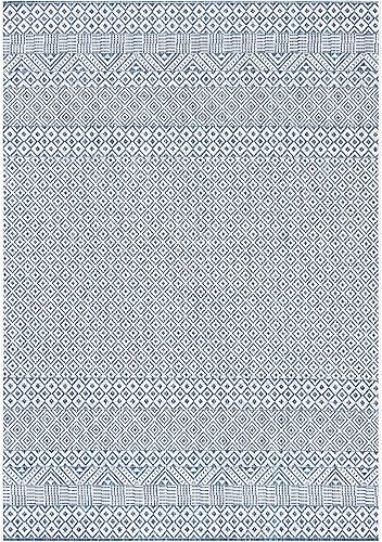 SAFAVIEH Courtyard Collection - Alfombra decorativa, 2 pies 3 pulgadas x 5 pies, azul y azul marino, no desprende pelusa y de fácil cuidado, para