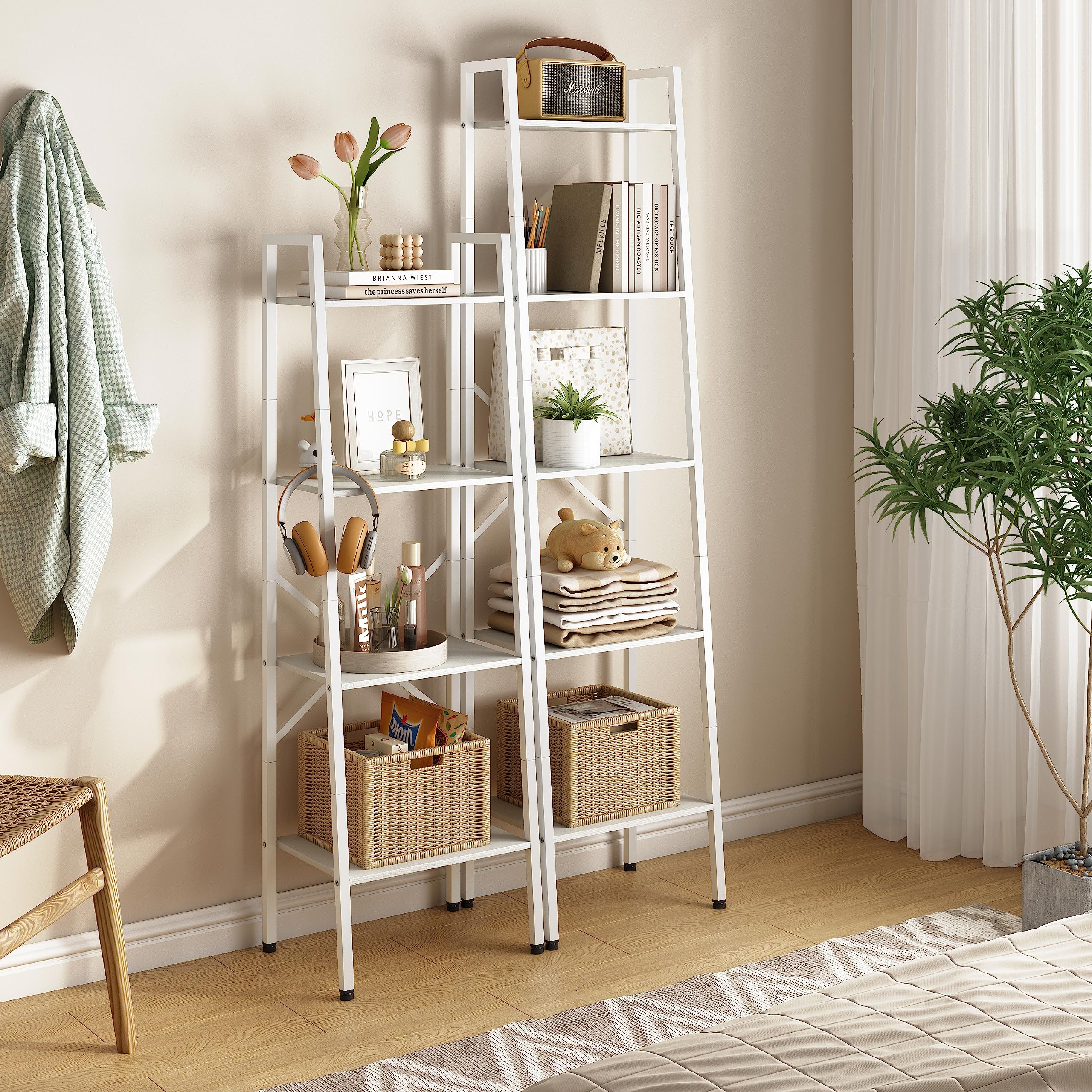 Amazon.com: Hoctieon 4-Tier Industrial Ladder Bookshelf, Narrow