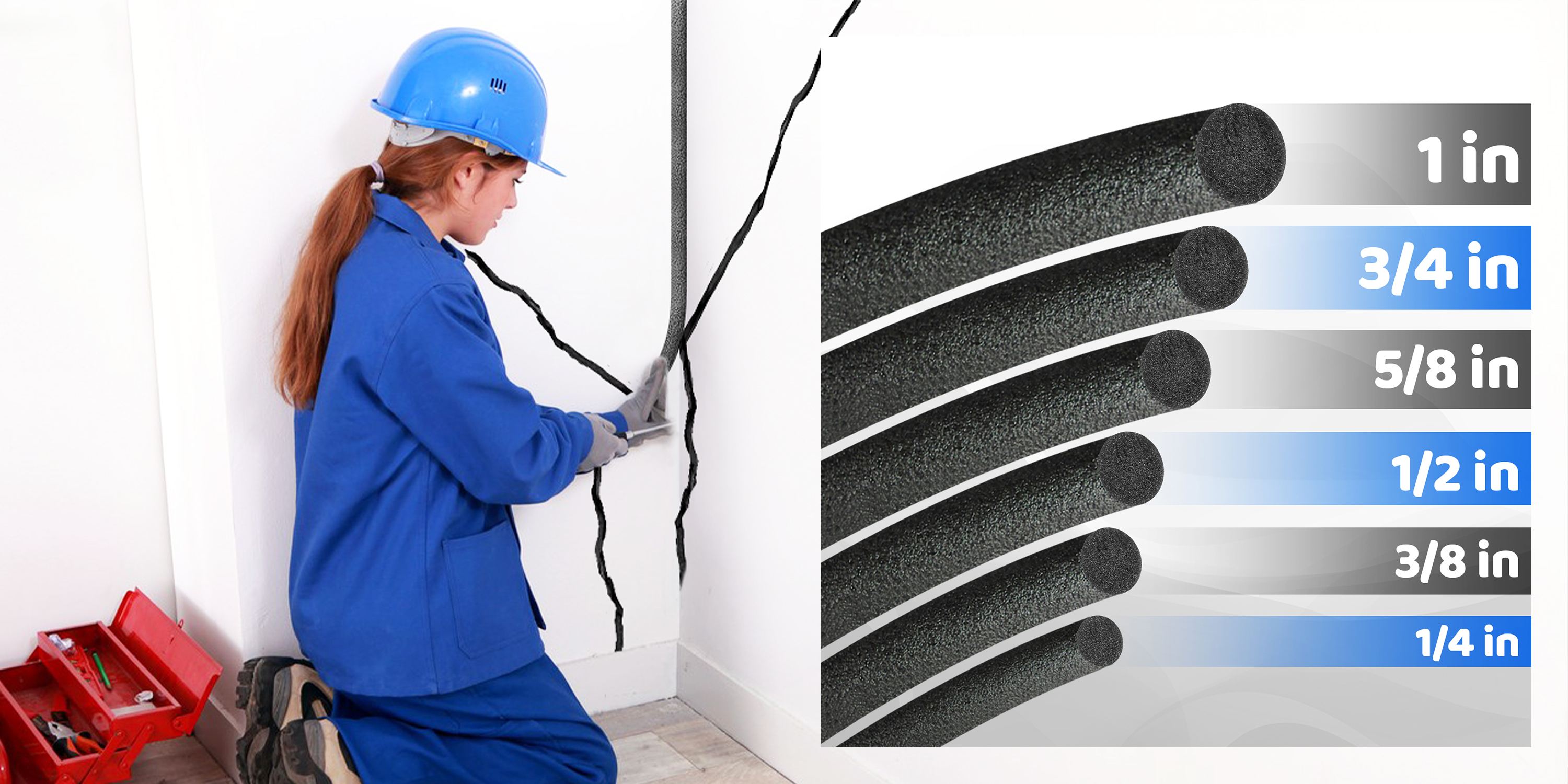 Image of Foam Backer Rod for Gaps Concrete Crack Filler Joints Foam Gap Filler Caulk Saver Backing Rod Filler Rope Concrete Joint Filler (3 /4 Inch x 10 Feet)