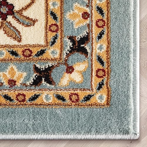 Miniatura 5 de Well Woven Alfombra oriental con diseño de flores persas,azul claro