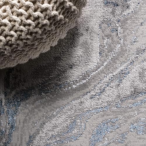 Miniatura 5 de JONATHAN Y SOR203B-28 - Alfombra abstracta de 2 x 8 pies, jaspeada con remolinos para interiores, estilo informal, tradicional, fácil de limpiar,