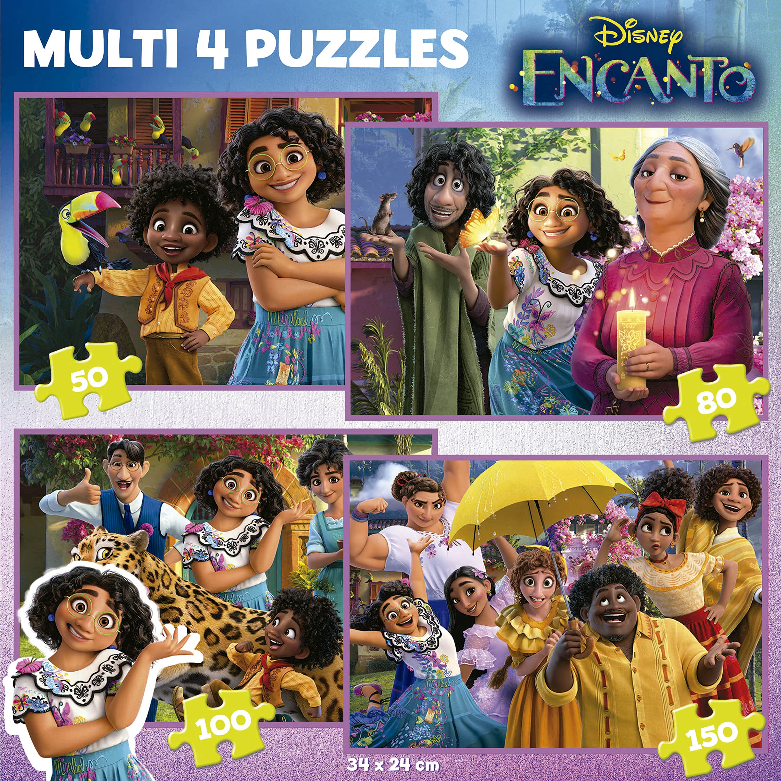 Educa 19581 Encanto Multi 4 Puzzles Charm 50+80+100+150, Assorted, 34 x 24 cm, Various - Image 4