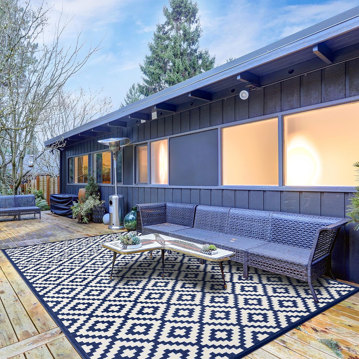 Green Decore Lightweight Outdoor Reversible Plastic Nirvana Rug (180 x