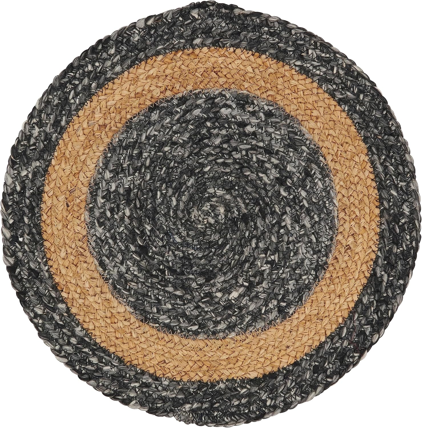 Saro Lifestyle Earthy Woven Jute Braided Placemat (Set of 4), Black, 15"