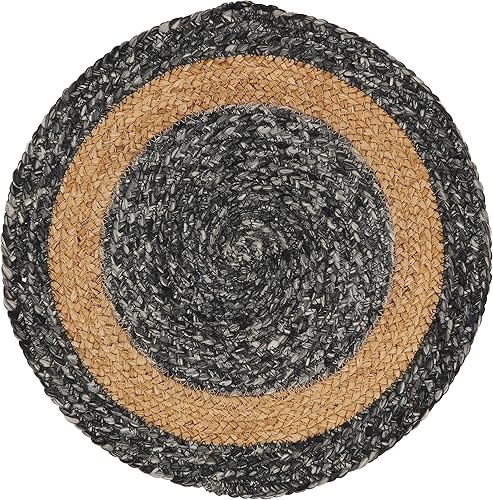 Saro Lifestyle Earththy Woven - Mantel individual trenzado de yute (juego de 4), negro, 15 pulgadas