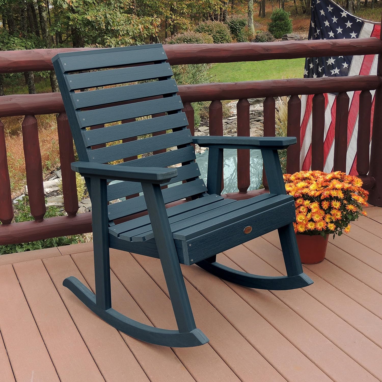 Highwood AD-RKCH2-NBE Weatherly Rocking Chair, Nantucket Blue : Patio, Lawn & Garden