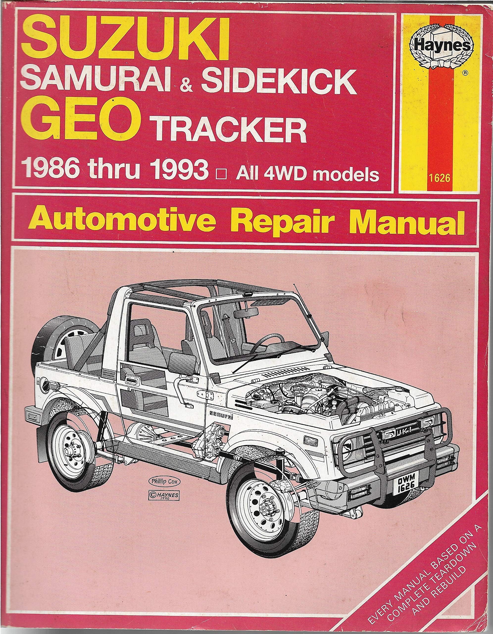 Haynes Automotive Repair Manual Suzuki Samurai and Sidekick and Geo Tracker 1986-1993