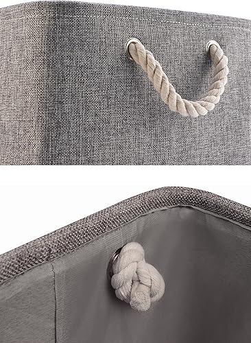 Miniatura 5 de Cestas de almacenamiento Perber, decorativas, plegables, rectangulares, de tela de lino, pueden usarse para guardar ropa interior, corbatas,