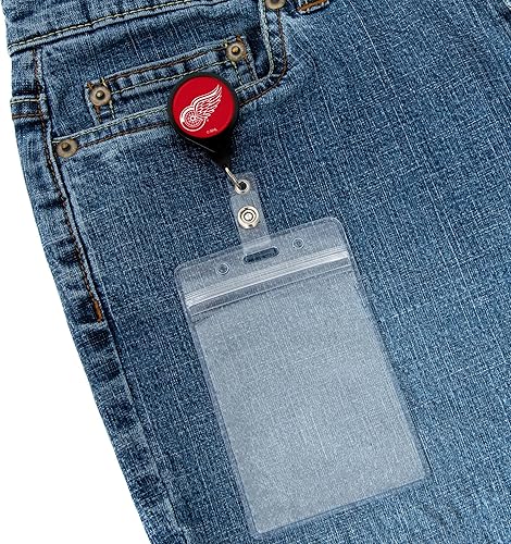 Miniatura 5 de Detroit Red Wings NHL - Carrete retráctil para tarjetas de identificación con clip para boletos carrete de insignia con bolsa