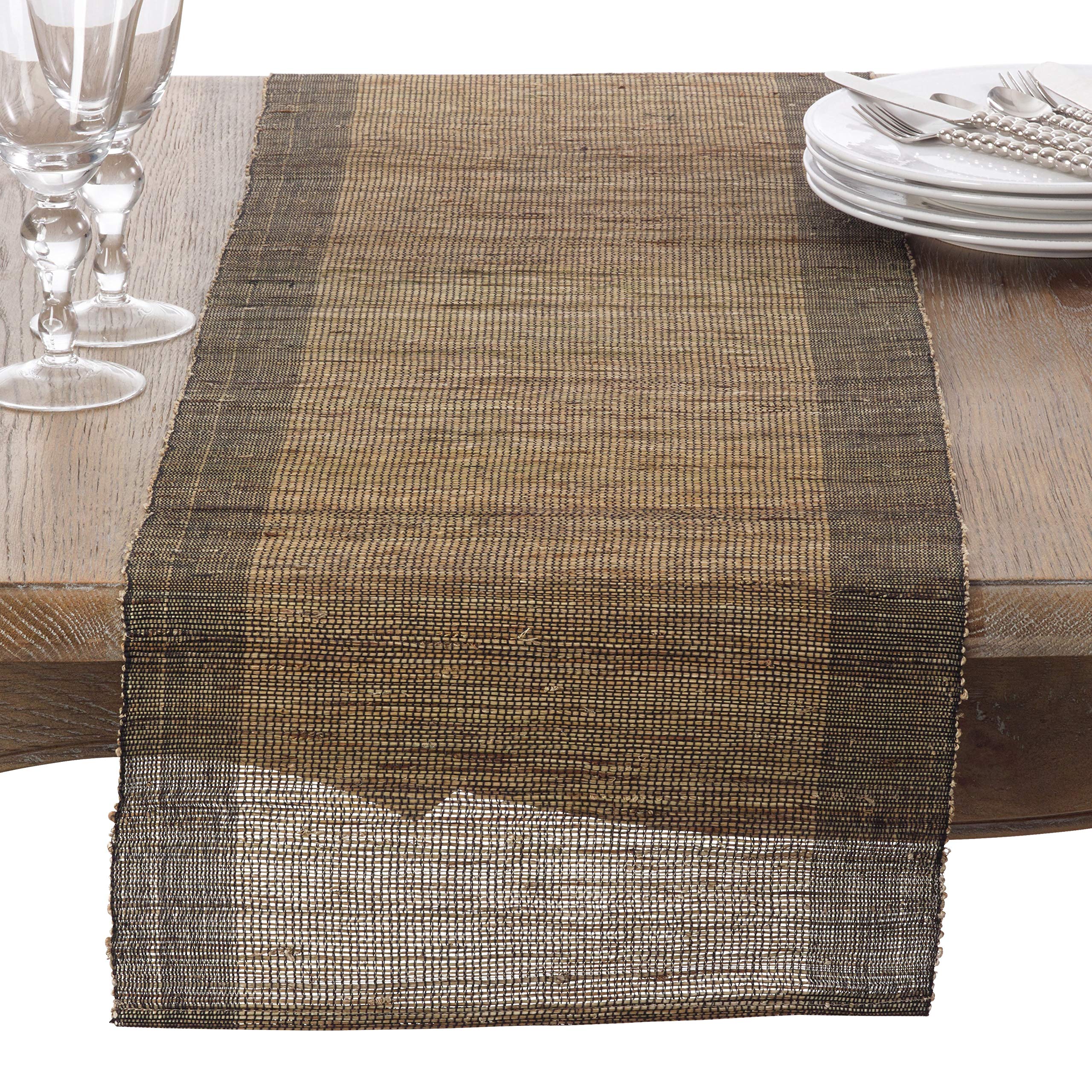 SARO LIFESTYLE Woven Table Runner, Natural, 14" x 72"