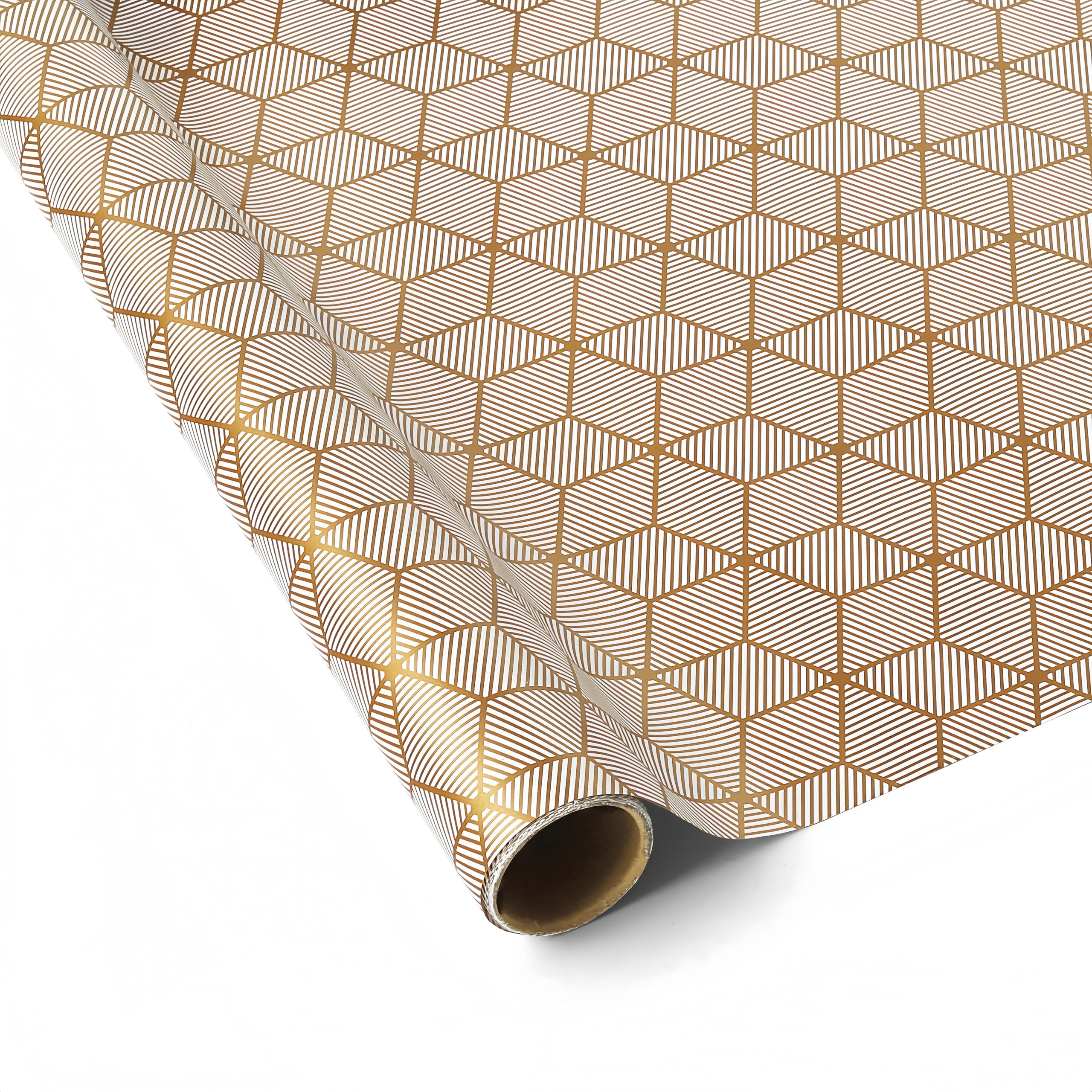 komforbaa Geometric Pattern Gift Wrapping Paper Roll, White Modern Gift Wrap Mini Roll for Birthday, Graduation, Wedding, Ideas for Adult, Business People, 17InΓ10Ft (43cmΓ3m)