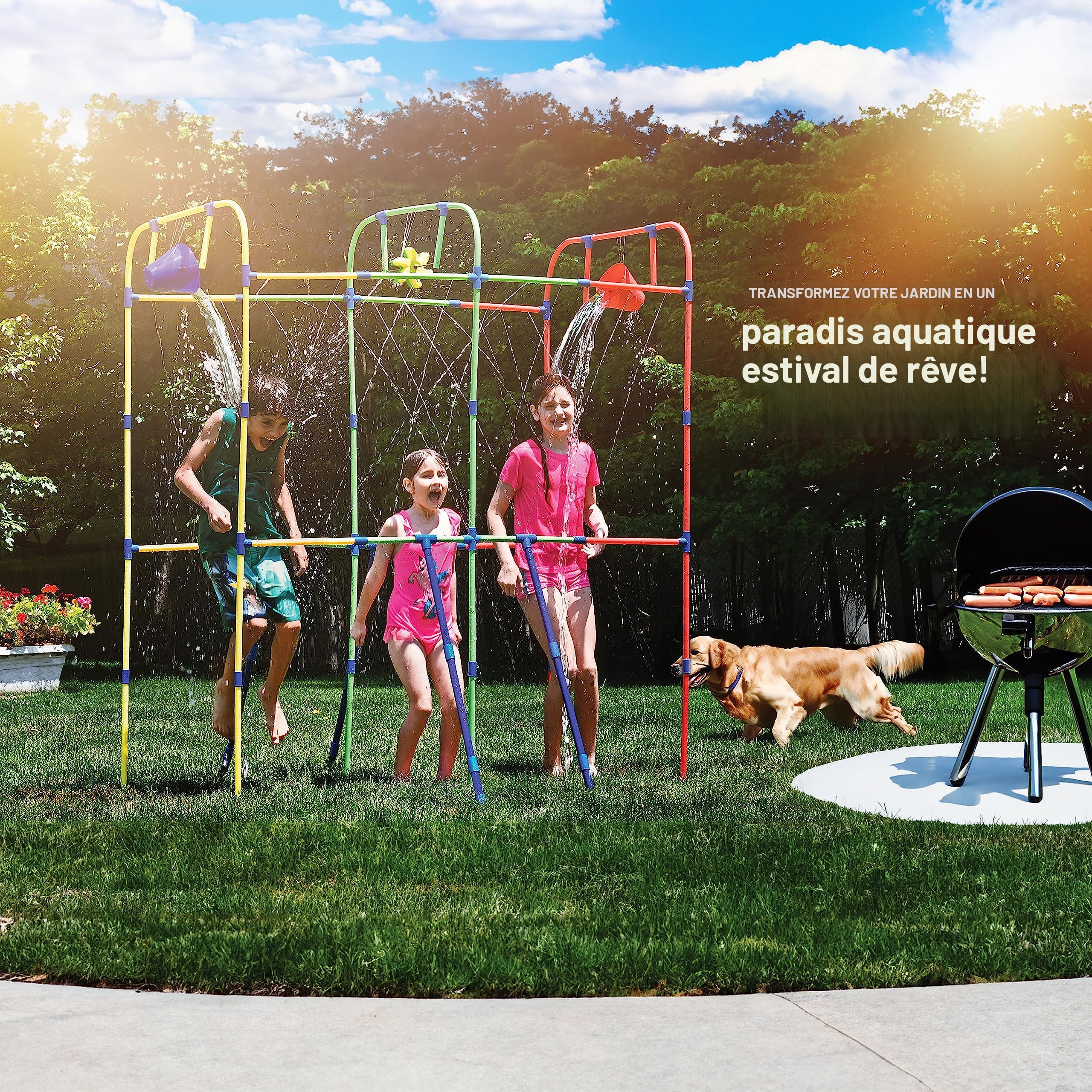 Arroseur à jet d'eau pour enfants - Arroseur de jardin mignon avec 8 tubes oscillants