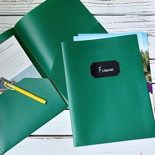 Miniatura 4 de Youngever Paquete de 6 carpetas de plástico resistente con dos bolsillos, carpetas de plástico resistente con 2 bolsillos (verde)