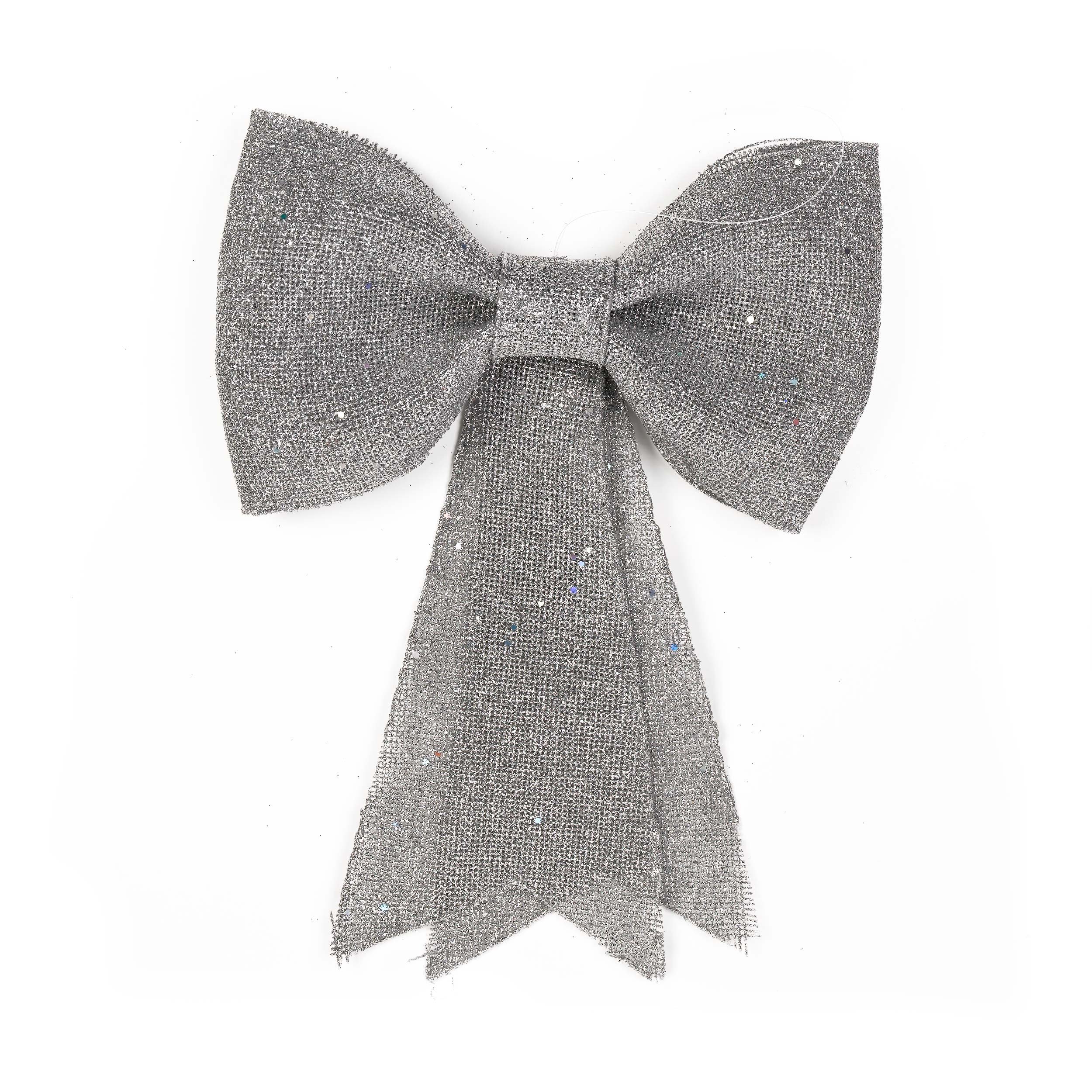 Grand nœud paillettes argent de haute couture pour finitions premium