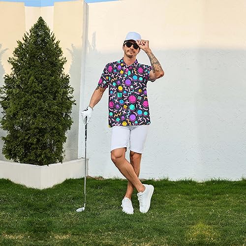 Miniatura 4 de Golf Shirts for Men - Print Mens Golf Polo Shirts Dry fit Moisture Wicking, Breathable Casual Short Sleeve Polo Shirt