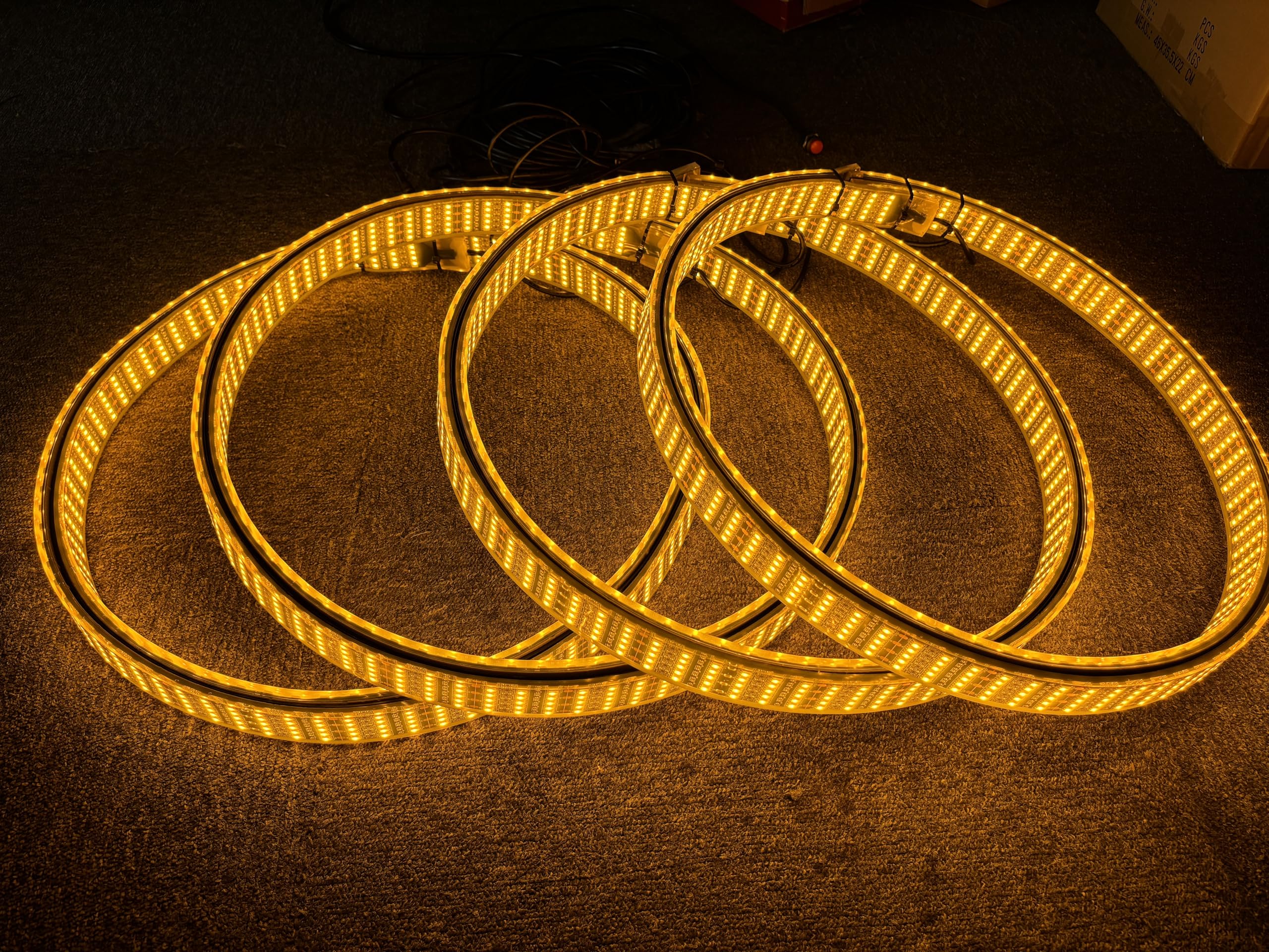 SDO 10Rolls -15.5'' 5 Row + Double Side Pure White Rim Lights Breathe/Flashing LED Illuminated Wheel Ring Light Iton Rings Tire Light Switch & Remote Ctrl for Car Truck (15.5''), 15-10R-WHITE+AMBER