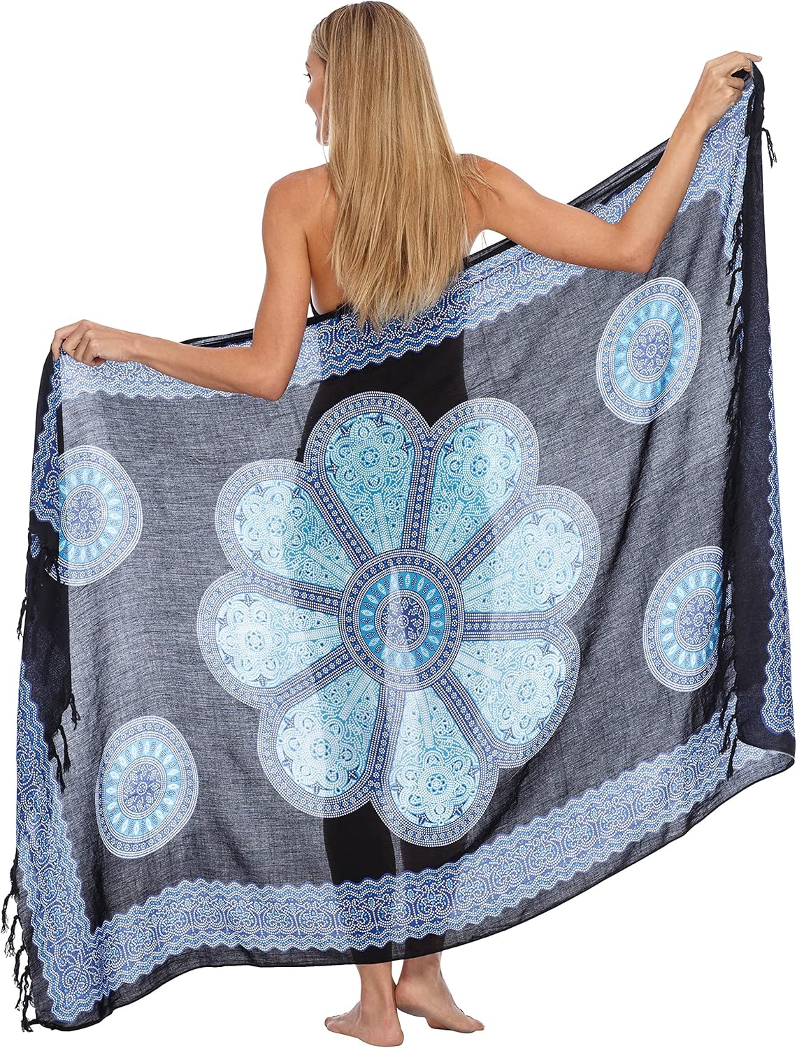 SHU-SHI Womens Beach Swimsuit Cover Up Flower Sarong Wrap with Coconut Clip - Image 7