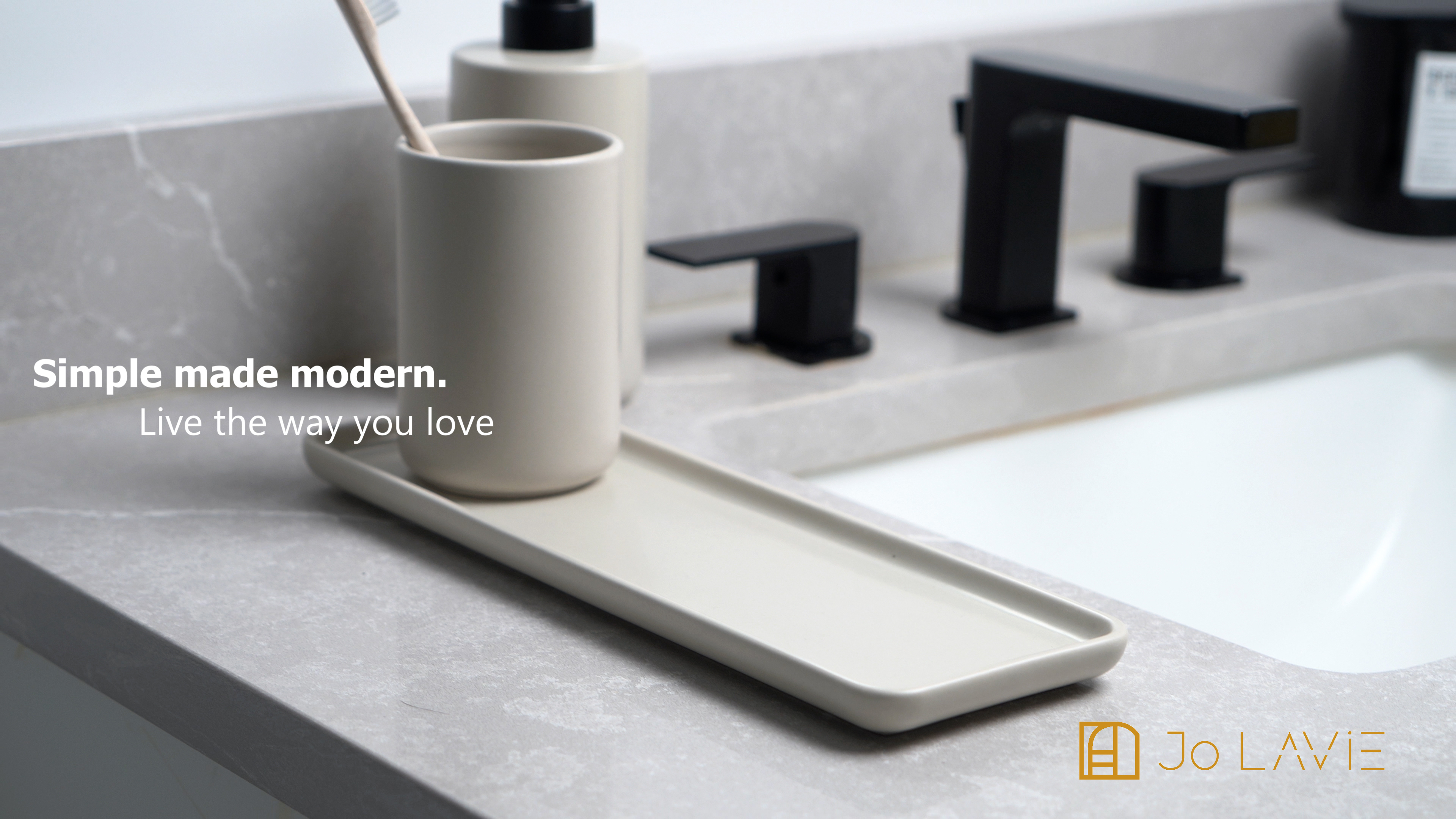 Amazon.com: JO LAVIE Beige Ceramic Vanity Tray – Small Rectangular