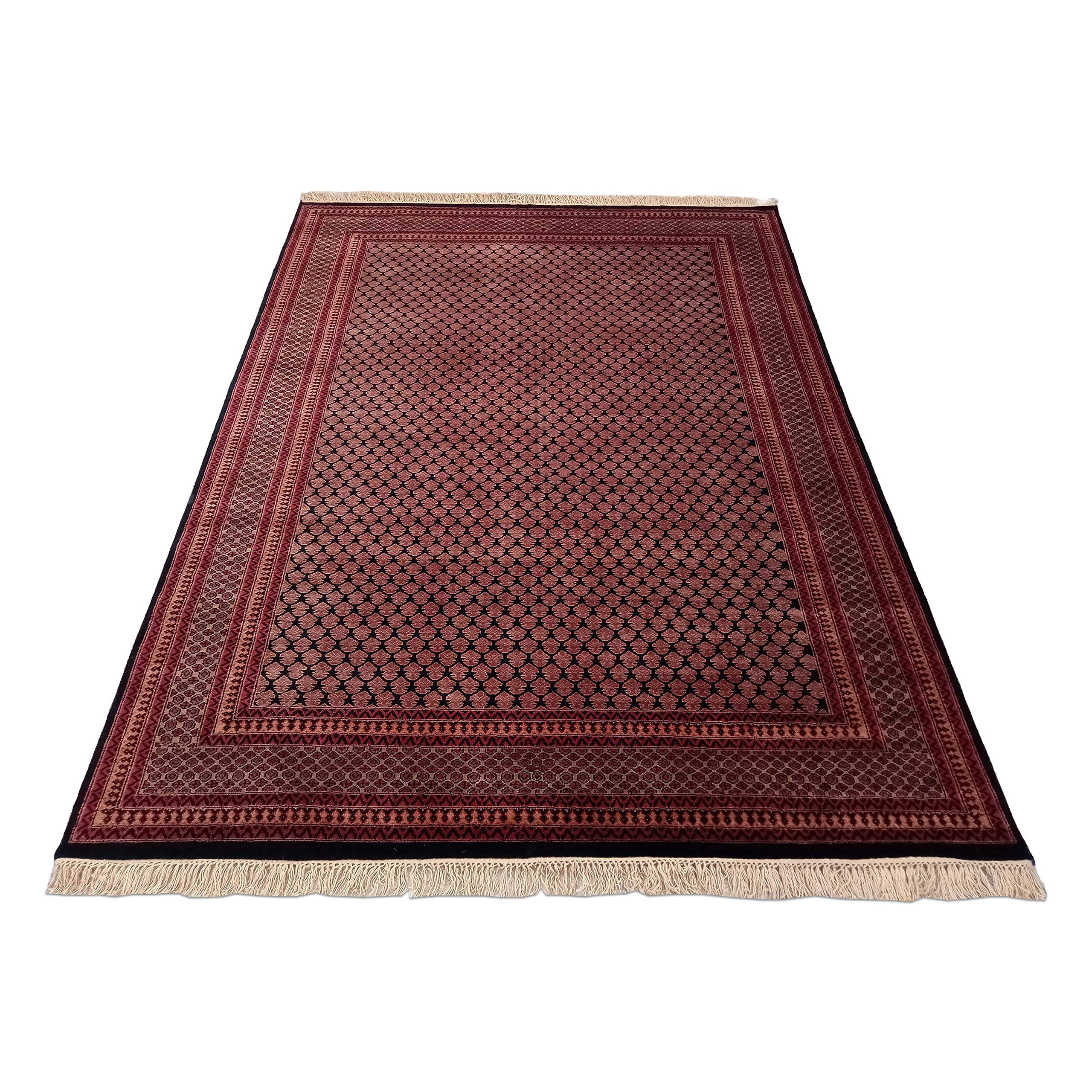 Amma Carpets Hand Knotted Wool Rug 8x10 Feet Black Antique Handmade Luxury Traditional Carpet Big Size