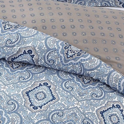 Miniatura 4 de City Scene Milan Juego de cobertorfundas, color azul, tamaño Twin., Algodón, Azul milán, Full Queen