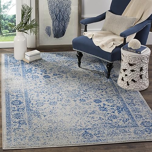 Safavieh colección Adirondack - Alfombra de área, 6 x 9 pies, gris y azul, diseño oriental desgastado, no desprende pelusa, fácil cuidado, ideal