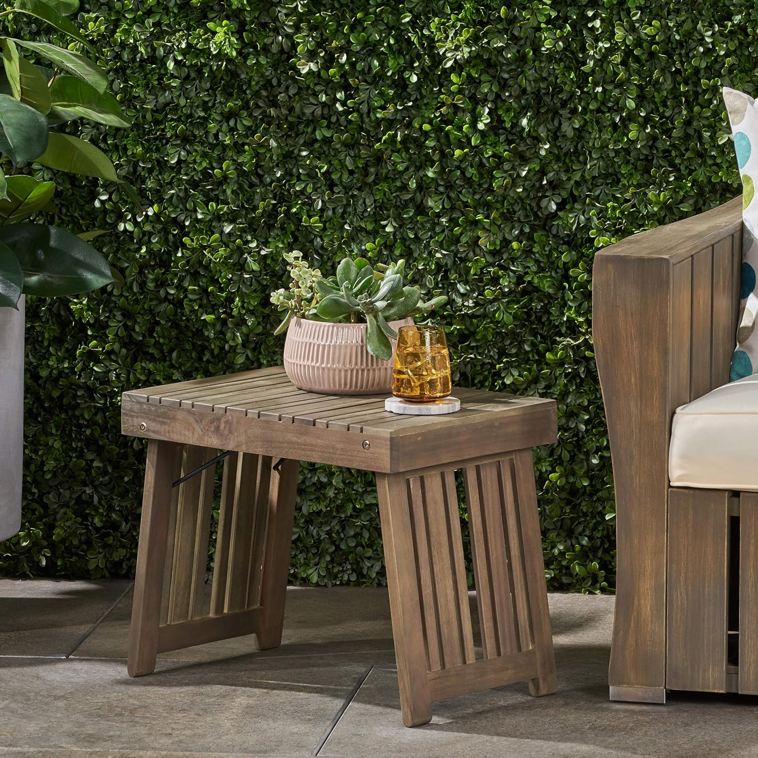 Christopher Knight Home Howard Outdoor Acacia Wood Folding Side Table, Gray Finish : Patio, Lawn & Garden