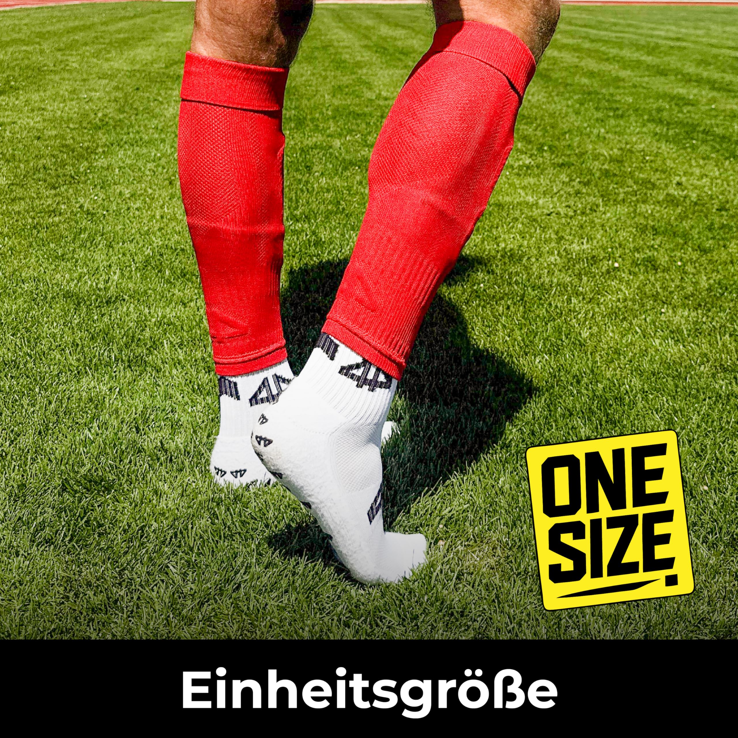 Medias sin calcetines con agarre de silicona para fútbol – Listo para deportes – 1 par de medias de manga para espinilleras – Antideslizantes, ligeras, flexibles – Tubos de fútbol para hombres