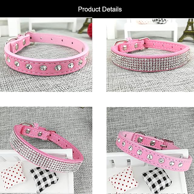 Foto 6 de 7 de Newtensina 2 Piezas Collar de Perro Elegante Conjunto Collar de Perro Suave de Gamuza Collar con Lindo Collar…