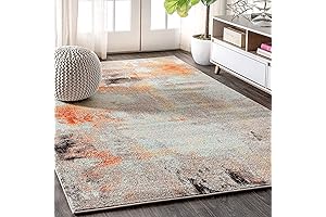 Burnt Orange 8x10 Area Rug with Abstract Vintage Design