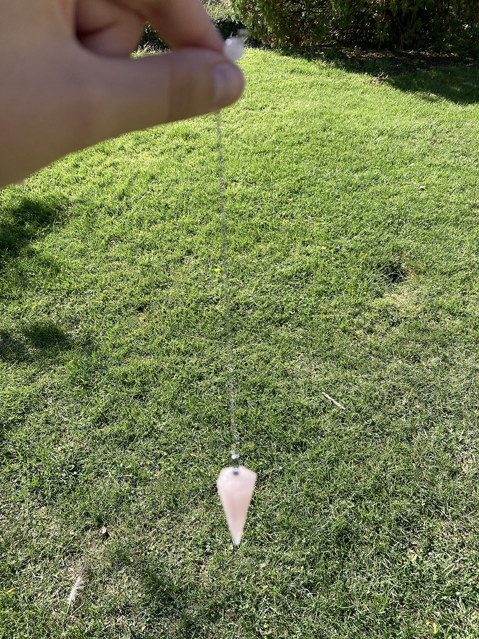 Péndulo piedra natural cuarzo Rosa, Péndulo de Cristal, Péndulo de Cristal Hexagonal Vintage para Radiestesia, péndulo Chakra Reiki Adivinación Meditación Wicca (Rosa) - 5