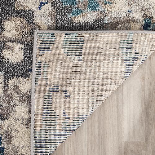 Miniatura 5 de Safavieh Colección Mónaco - Alfombra moderna con estilo abstracto y acuarela rosa para múltiples áreas, Polipropileno, GrisAzul claro