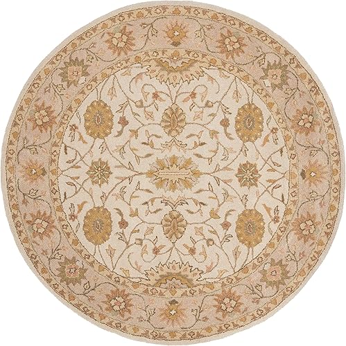 Miniatura 2 de SAFAVIEH Antiquity Collection AT17A - Alfombra redonda de lana oriental de primera calidad, hecha a mano, 6 pies, redonda, marfil y verde claro