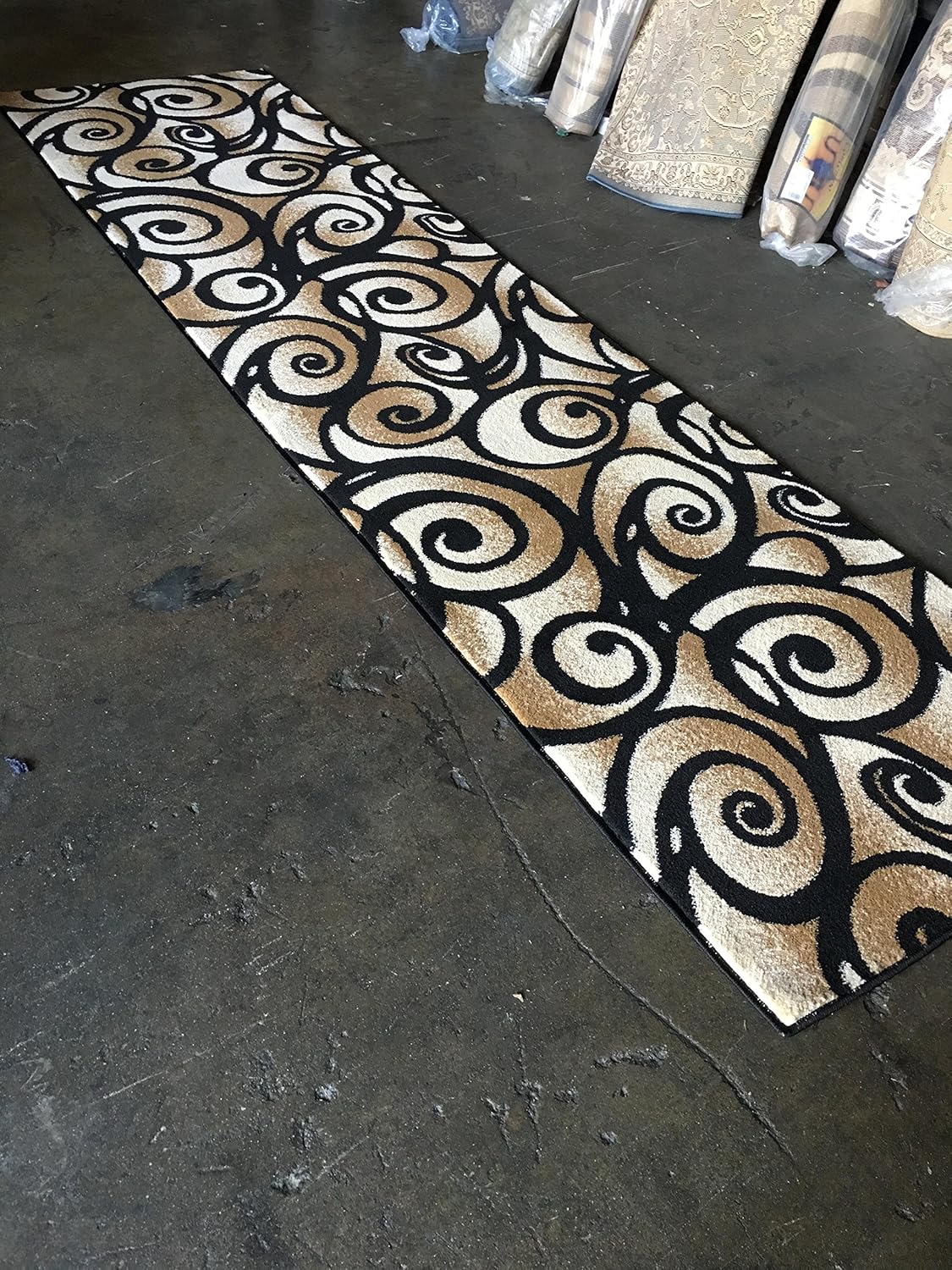 Bellagio Modern Long Contemporary Area Rug Runner Black 256,000 Point Design 341 (32 Inch X 10 Feet)