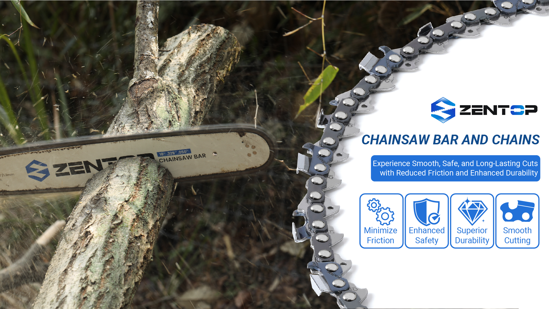 Amazon.com : ZENTOP 18 Inch Chainsaw Bar and Chains, .063'' Gauge