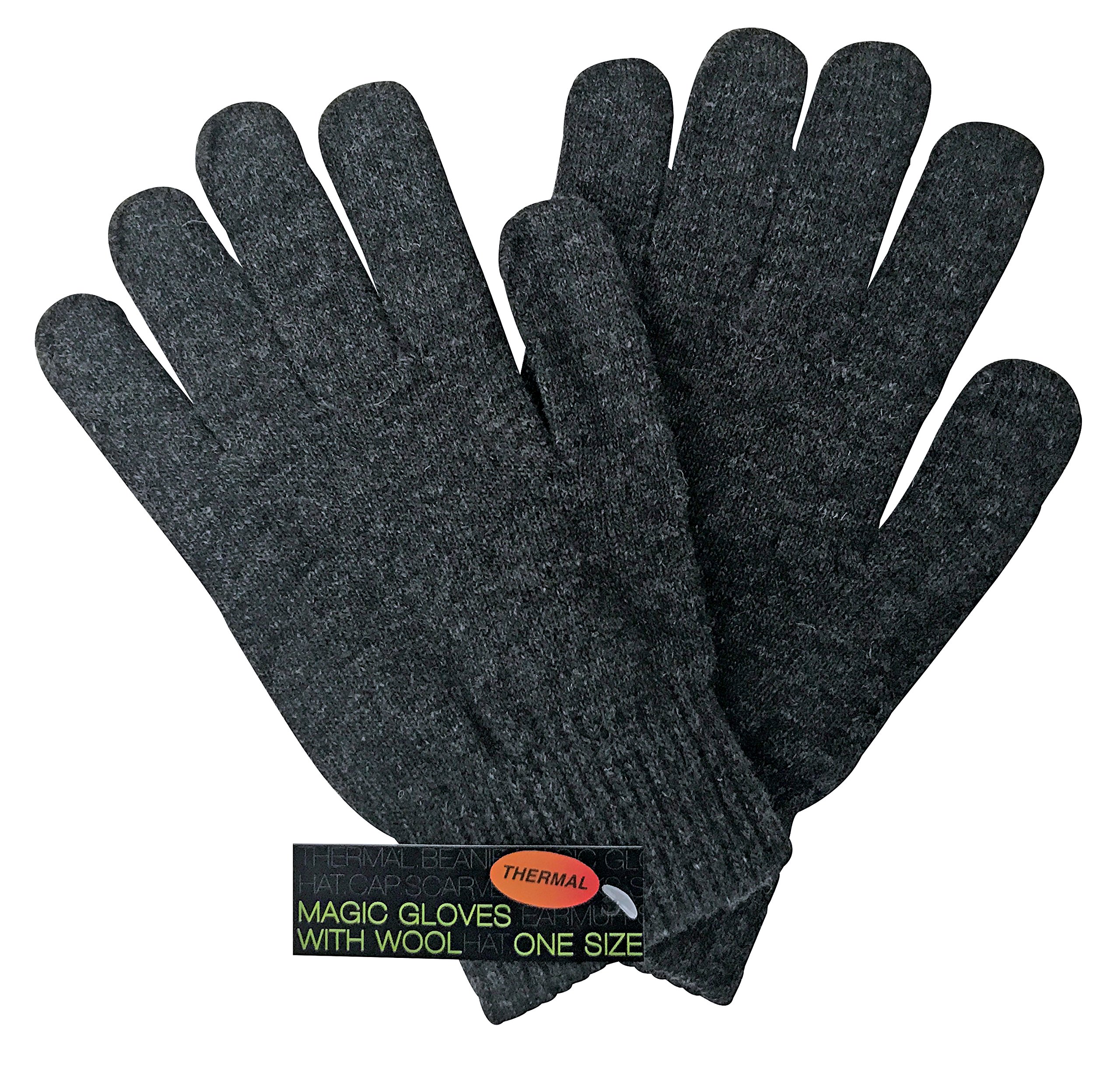 Sock Snob Mens Thin Light Knitted Winter Warm Magic Thermal Wool Gloves for Cold Weather (One Size, WG Grey)