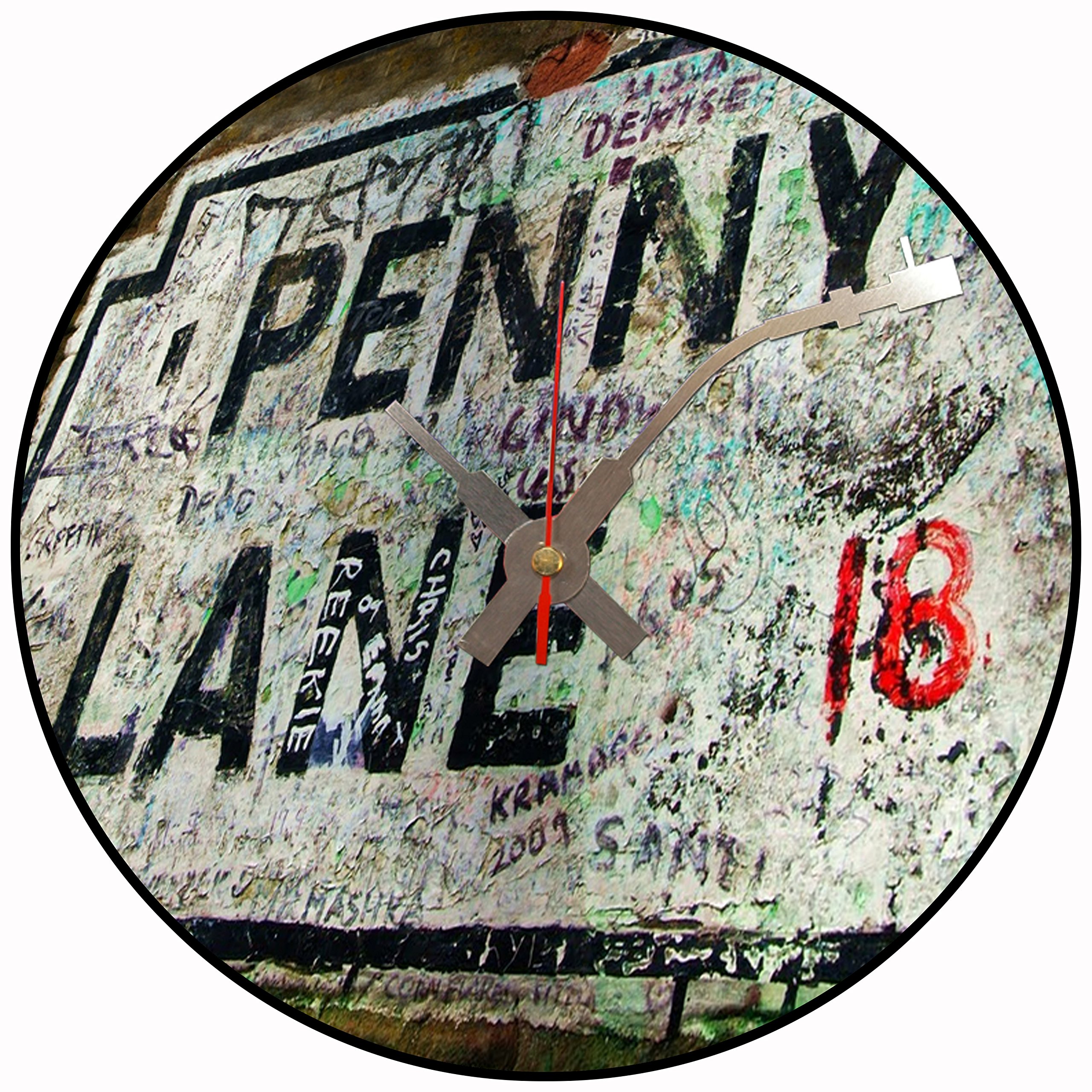 Bottleclocks Multicolor Iconic Penny Lane Vinyl Record Wall Clock (Beatles)