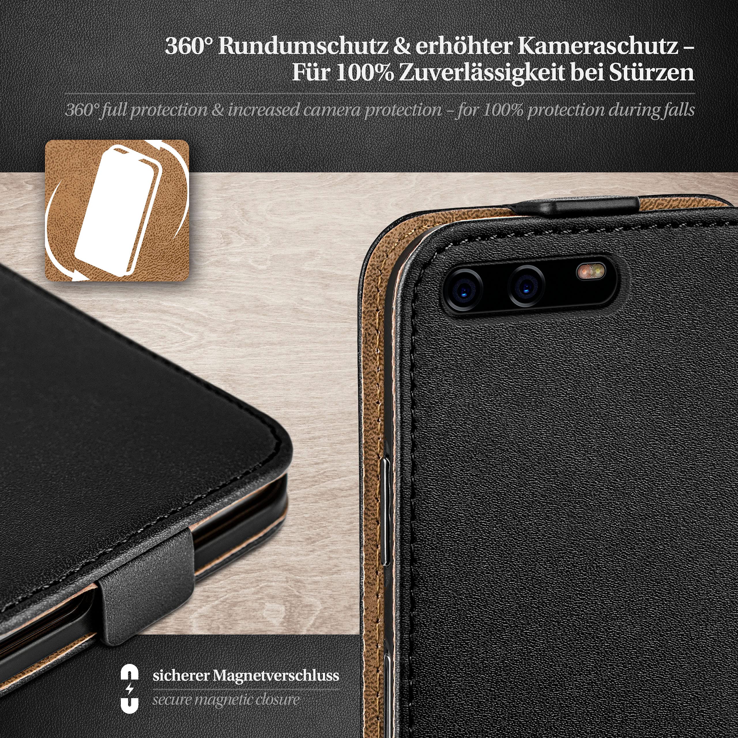 Moex Flip Case Für Huawei Honor 7X – 360° Schutz Mit Magnetverschluss, PU-Leder & Display-Schutz | Schwarz, Stoßfest