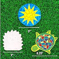 Vista 5 de Creative Roots Tortuga, Erizo y Sol de Mosaico - Pack de 3 Piedras de Paso de Cerámica de 7 Pulgadas & 6 Pinturas Vibrantes, Piedras de Paso DIY