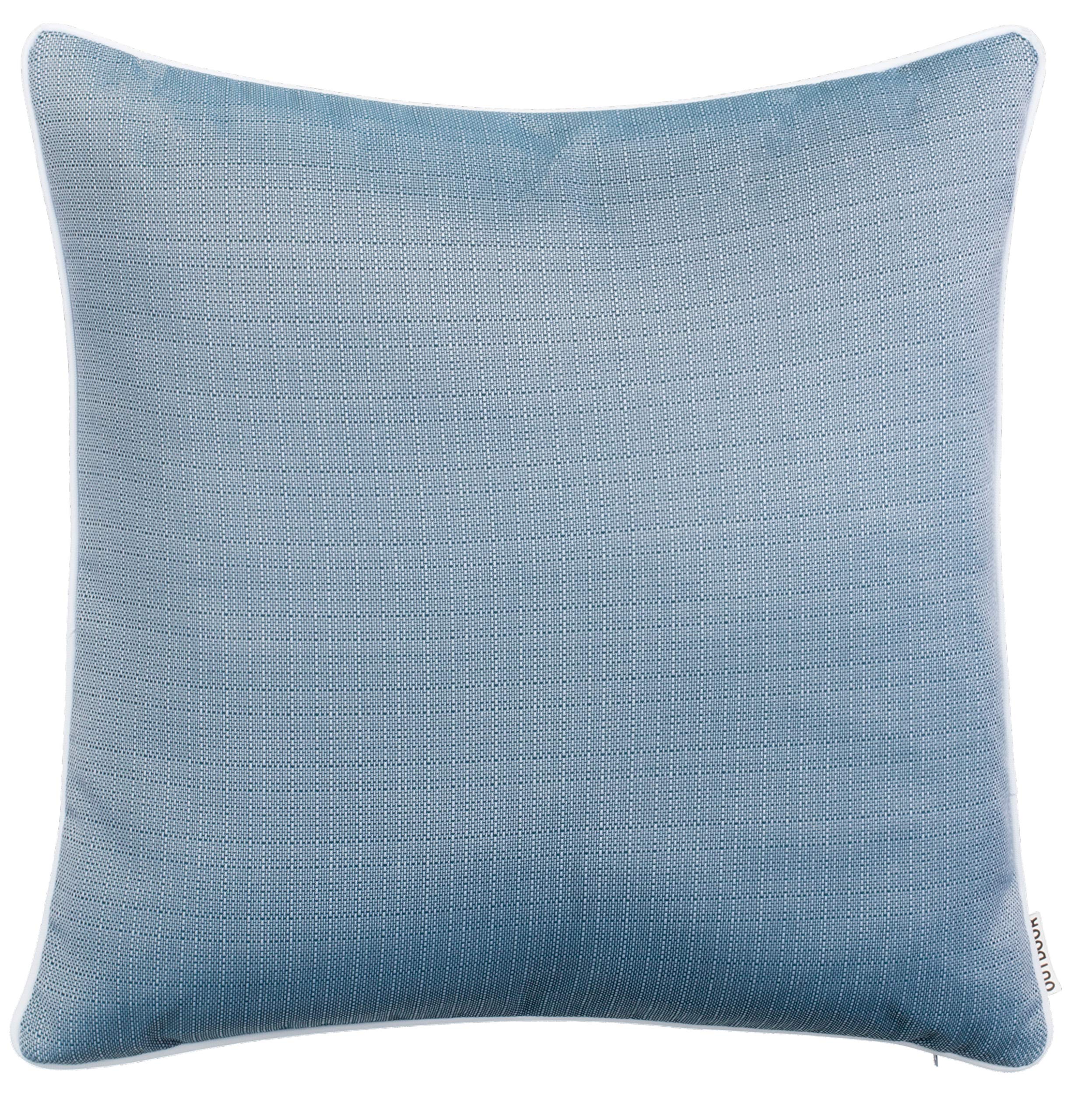 Coussins d'extérieur 45x45 cm Imperméables Lin Passepoil Bleu Lot de 2