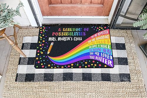 Miniatura 2 de Tapete personalizado con nombre para profesor, tapete de clase personalizado, tapete para puerta de aula, un arco iris de posibilidades, tapete de